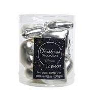 Decoris kersthangers glas hart 12st zilver - thumbnail