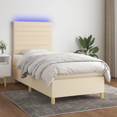 Boxspring met matras en LED stof crèmekleurig 100x200 cm