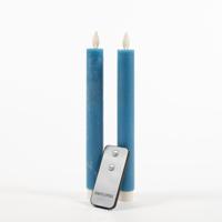 2Pcs Denim Blue Rustic Wax Taper Candle 23 cm Moving Fla Anna's Collection - Annas collection - thumbnail