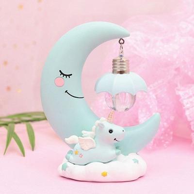 Maan hars cartoon romantische slaapkamer decor nacht lamp Baby Kids verjaardag Xmas Gift (blauw)