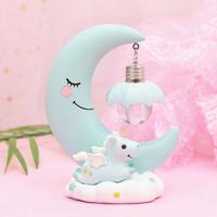 Maan hars cartoon romantische slaapkamer decor nacht lamp Baby Kids verjaardag Xmas Gift (blauw) - thumbnail