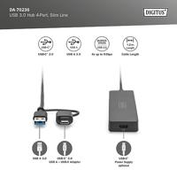 Digitus DA-70236 USB 3.0-hub 4 poorten Met USB-C stekker Zwart - thumbnail