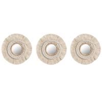 Set spiegels Home ESPRIT Wit Boho 20 x 1 x 20 cm (3 Onderdelen) - thumbnail