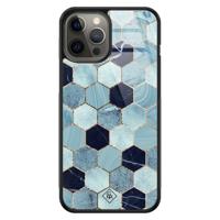 iPhone 12 Pro Max glazen hardcase - Blue cubes - thumbnail