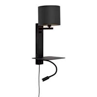its about RoMi Wandlamp 'Florence' Met stoffen kap en leeslamp, kleur Zwart - thumbnail