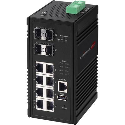 Edimax IGS-5408P - Industriële 8-poorts Gigabit PoE+ Web Managed Switch met 4 SFP-poorten