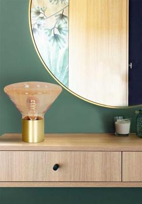 Steinhauer TafellampAmbiance goud met amber glas - 3401ME