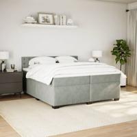 Boxspring met matras fluweel lichtgrijs 200x200 cm - thumbnail