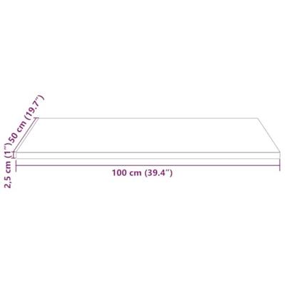 Tafelblad rechthoekig 100x50x2,5 cm massief grenenhout wit