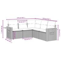 5-delige Loungeset met kussens poly rattan zwart - thumbnail