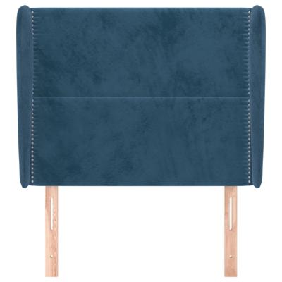 Hoofdbord met randen 183x23x78/88 cm fluweel donkerblauw
