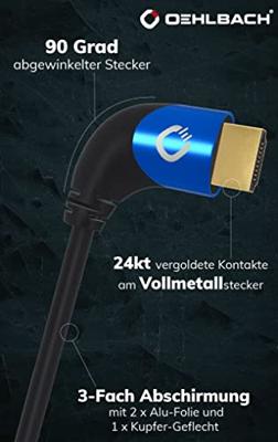 Oehlbach: Ultra high-speed HDMI kabel 90°-stekker - 3M - Zwart
