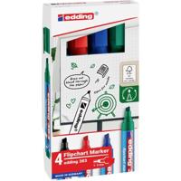 Edding Flipchartmarker | zwart/rood/blauw/groen | streepbreedte 1-5 mm spitse punt | 1 stuk - 4-383-4 4-383-4 - thumbnail