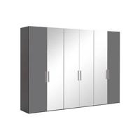 Goossens Kledingkast Easy Storage Ddk, Kledingkast 304 cm breed, 220 cm hoog, 2x glas draaideur en 4x spiegel draaideur midden - thumbnail