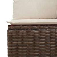Tuinbank 3-zits met kussens poly rattan bruin - thumbnail
