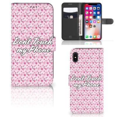 Apple iPhone Xs Max Portemonnee Hoesje Flowers Pink DTMP Apple iPhone Xs Max Portemonnee Hoesje Flowers Pink DTMP