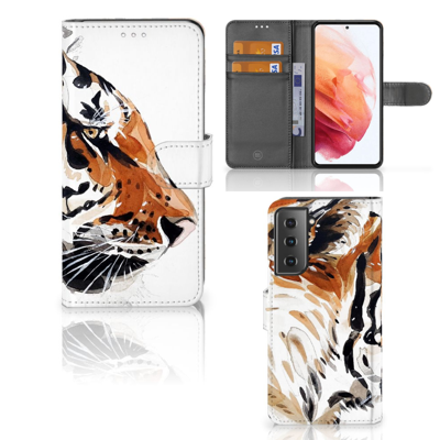 Hoesje Samsung Galaxy S21 Watercolor Tiger Hoesje Samsung Galaxy S21 Watercolor Tiger