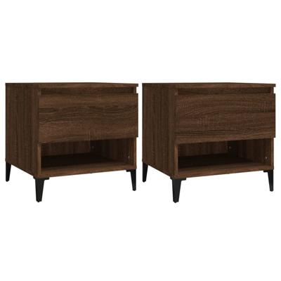 Bijzettafels 2 st 50x46x50 cm bewerkt hout bruin eikenkleur