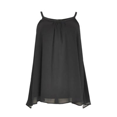 Yoek semi-transparante top VOILE met plooien zwart Yoek semi-transparante top VOILE met plooien zwart