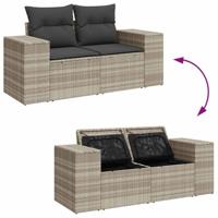 4-delige Loungeset met kussens poly rattan lichtgrijs - thumbnail