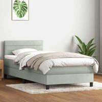 Boxspring met matras fluweel lichtgrijs 90x210 cm - thumbnail