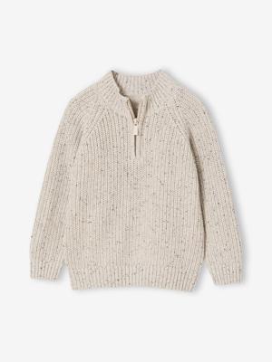 Sweater met col voor jongens gemêleerd beige