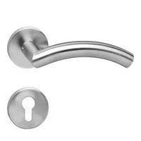 Deurkruk Lisa/hoek 90° met geveerde rozet met profielcilindergat plaatjes ATP RVS - thumbnail