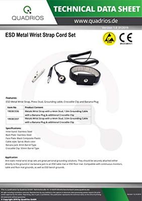 Quadrios ESD-armband Zwart Drukknop 4 mm