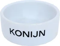 Konijnen eetbak steen wit 12cm - thumbnail