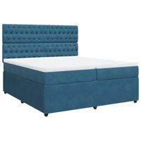 Boxspring met matras fluweel donkerblauw 200x200 cm - thumbnail