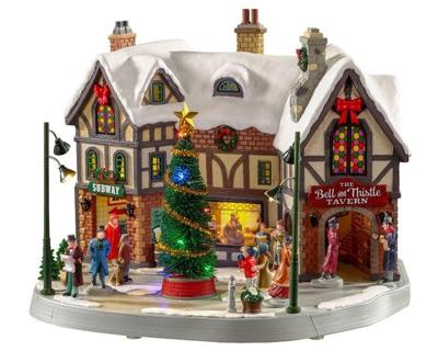 Lemax the bell & thistle tavern bewegend kersthuisje Caddington Village 2020