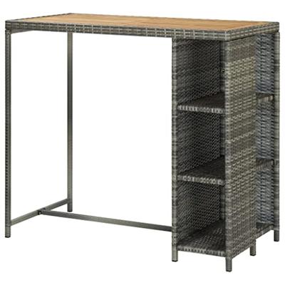 Bartafel met opbergrek 120x60x110 cm poly rattan grijs Bartafel met opbergrek 120x60x110 cm poly rattan grijs