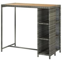 Bartafel met opbergrek 120x60x110 cm poly rattan grijs - thumbnail