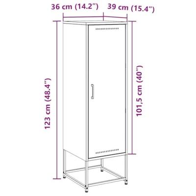 Hoge kast 36x39x123 cm staal zwart