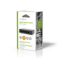 Nedis Netwerk-Switch | Bekabelde snelheid: Gigabit | Aantal ethernetpoorten: 5 - NSWH5P110BK - thumbnail