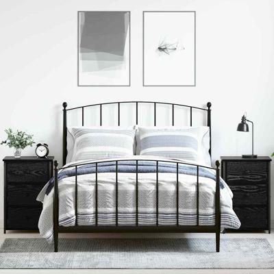 Nachtkastje Zwart eiken 40 x 36 x 60 cm Gelaagd hout en metaal