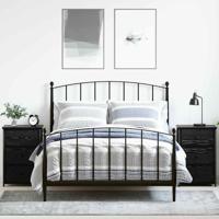 Nachtkastje Zwart eiken 40 x 36 x 60 cm Gelaagd hout en metaal - thumbnail