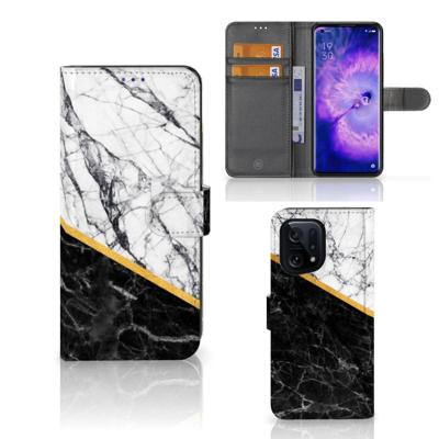 OPPO Find X5 | Bookcase | Marmer Wit Zwart - Origineel Cadeau Man