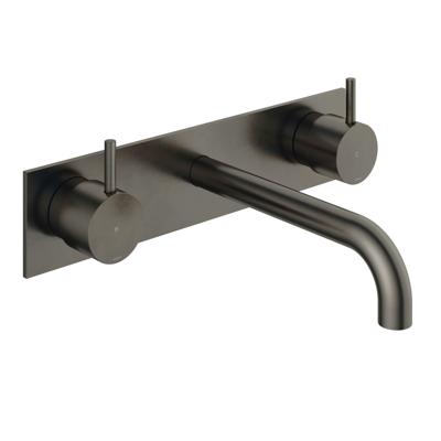 Hotbath Cobber afbouwdeel wastafelmengkraan met achterplaat en 18 cm uitloop verouderd ijzer CB006TEXT18AI