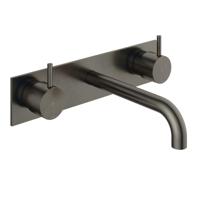 Hotbath Cobber afbouwdeel wastafelmengkraan met achterplaat en 18 cm uitloop verouderd ijzer CB006TEXT18AI - thumbnail