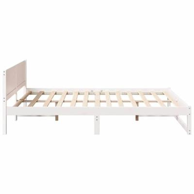 Bedframe met hoofdeinde Wit 140 x 200 cm Massief grenenhout