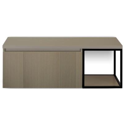 Frozen 3D Badmeubelset 120 cm - Greeplijst in Kleur - Zwart Frame - Wastafelbovenblad Olive