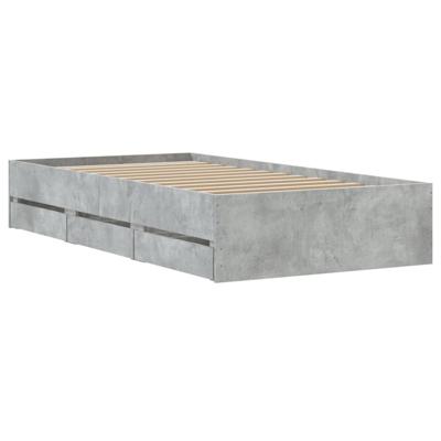 Bedframe met lades bewerkt hout betongrijs 75x190 cm