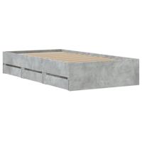 Bedframe met lades bewerkt hout betongrijs 75x190 cm - thumbnail