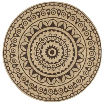 VidaXL Vloerkleed handgemaakt met donkerbruine print 90 cm jute