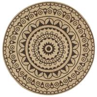 VidaXL Vloerkleed handgemaakt met donkerbruine print 90 cm jute - thumbnail