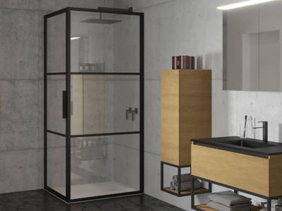 Riho Grid douchecabine 90x90x200cm helder glas/mat zwart