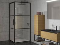 Riho Grid douchecabine 90x90x200cm helder glas/mat zwart - thumbnail