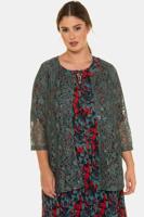 Ulla Popken Jasje, pailletten, kant, haakjessluiting, 3/4 mouwen - Grote Maten - thumbnail