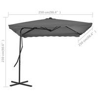 VidaXL Parasol met stalen paal 250x250 cm antraciet - thumbnail